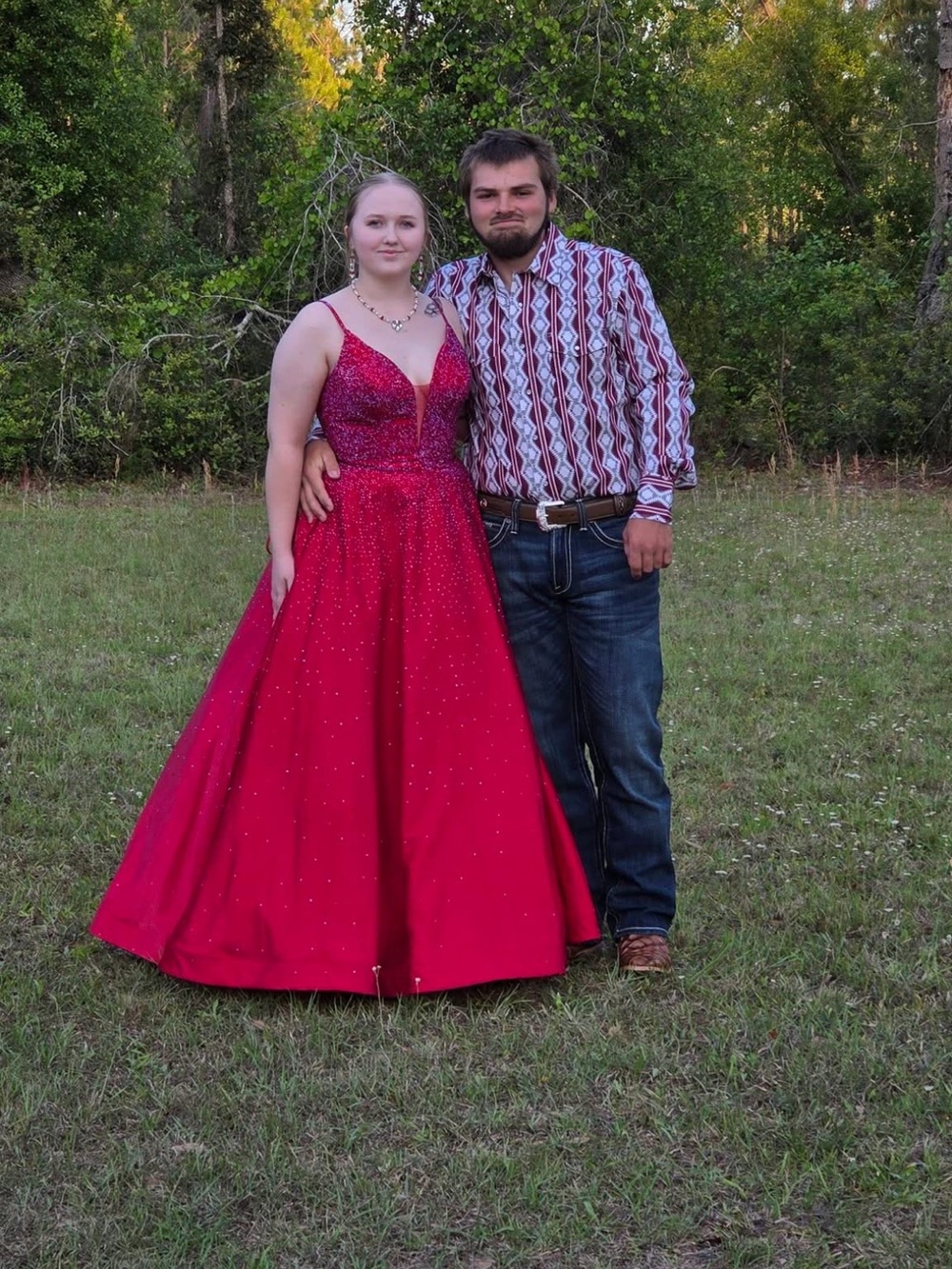 Windsor Sparkling Fuchsia Ball Gown with Spaghetti Straps